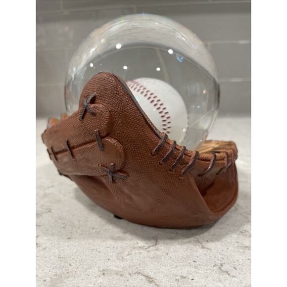 BASEBALL Glove Snow Globe Desk Accessory Weight NEW Sports Theme Padded Bottom - Picture 6 of 11